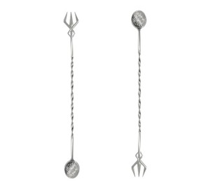 Durable Quality Metal <b>Cocktail</b> Stirrer Bar Spoons Modern Look Black Shiny Finished Barware Mixing Spoons Set Of Two Best Price - Product Image 2