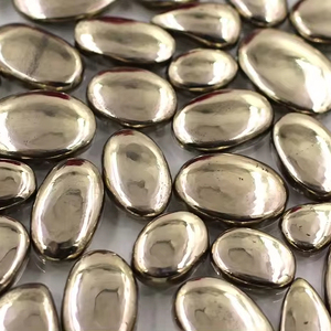 Cabochon de pyrite naturelle Pierre minérale en vrac pour la fabrication de bijoux Coupe ovale - Product Image 1
