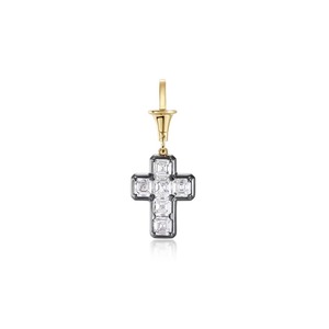 Collar con cruz Prime Asscher de 3.24 Ct, diamante cultivado en laboratorio D-F VVS1-VS2 en oro amarillo de 14K y 18K, oro negro, para fiesta de compromiso - Product Image 2