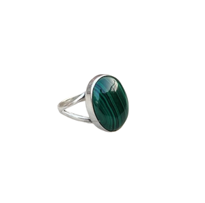 <b>Boho</b> Style Classical 925 Sterling <b>Silver</b> Malachite Gemstone <b>Ring</b> Rhodium Plated Wedding Gift for Women - Product Image 1