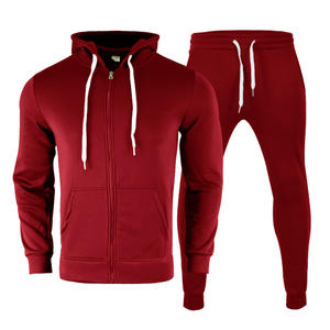 Ensemble de survêtement sportif pour homme de style européen et américain, automne-hiver, couleur unie, doublure en polaire, survêtement décontracté, 3D sur le devant - Product Image 5
