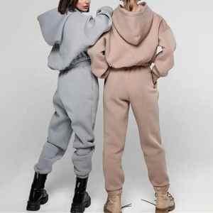 ชุดวอร์มผู้หญิงคุณภาพสูง ผ้าฝ้ายแท้ 100% ชุดลำลองสองชิ้น ชุดจ็อกเกอร์ แบบสั่งทำพิเศษ ทรงโอเวอร์ไซส์ ระบายอากาศได้ดี - Product Image 5