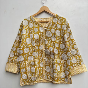 แจ็คเก็ตผ้าฝ้ายพิมพ์ลายดอกไม้สำหรับผู้หญิงเสื้อตัวนอกแบบลำลองระบายอากาศได้ดีกลับด้านได้ - Product Image 1