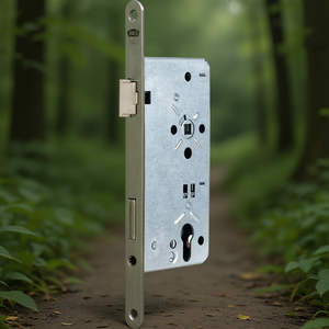 Serrure à mortaise pour porte d'entrée 24 PZW argentée, profilée, BKS, DIN Droit, 22/55/92/10mm, style design industriel, clé pour entrée - Product Image 3