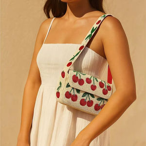 MS Handicraft Ms-wc-001 Multicolor Glass Beaded Customized Beads Color Handheld Casual Handbag Indian Handmade <b>Baguette</b> Style - Product Image 1