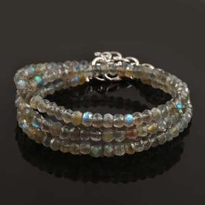 Collier de perles facettées en labradorite naturelle, rondelle bleue chatoyante, 17 pouces, bijoux en pierres précieuses faits à la main pour femmes - Product Image 3