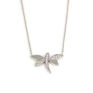 Collar de Libélula Grande de Plata de Ley 925 con Piedra Blanca para Regalo en Ocasiones Especiales - Product Image 1