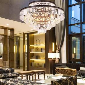 Lustres en cristal de Style moderne noir et lumières rondes suspendues classiques lustre de plafond luminaire à 6 niveaux - Product Image 1