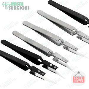 Juego de pinzas de cerámica antiestáticas, puntas de acero inoxidable rectas curvas resistentes al calor, juego de instrumentos manuales, clínica certificada CE - Product Image 5