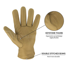 Guantes de cuero suaves y duraderos | Guantes antideslizantes de trabajo de palma para uso industrial pesado - Product Image 2