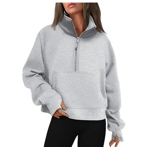 Yoga demi-fermeture éclair à capuche veste pull de créateur femmes entraînement Sport manteau Fitness vêtements de sport haut solide fermeture éclair sweat - Product Image 1