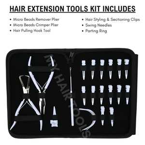 Kit Profesional de Herramientas para Extensiones de Cabello con Microperlas Blancas, con Pinza para Perlas, Abridor y Cierra Perlas, Anillo Separador y Pinzas de Seccionamiento - Product Image 2