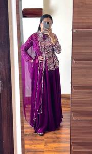 Nuevo estilo de Bollywood diseñador de ropa de fiesta Look bordado pesado con hilo multy y vestido de trabajo de secuencia, parte inferior con Dupatta - Product Image 6