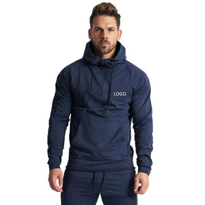 2024 Offre Spéciale Logo brodé personnalisé gris hommes ajusté exercice Fitness Hoodies - Product Image 1