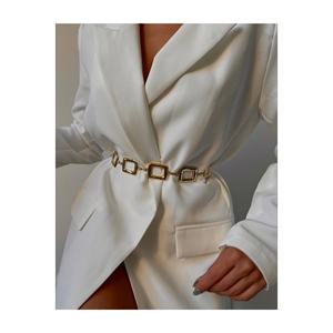 Square Detail Women's Waist <b>Chain</b>, Detailed Women's Waist <b>Chain</b>, Waist <b>Belt</b>, <b>Dress</b> <b>Belt</b>, Skirt <b>Belt</b> - <b>GOLD</b> - Product Image 1