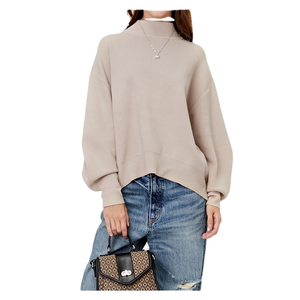 Sweat-shirt oversize décontracté à col montant pour femme, manches longues, tenue d'hiver tendance, logo brodé sur le devant, en polaire - Product Image 5