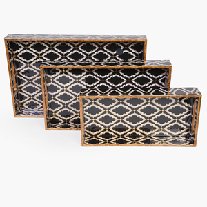Amimashop Set of 3 Wooden Serving Trays | Wooden Tray for <b>Kitchen</b> Organizer, Home <b>Decor</b> - Product Image 5