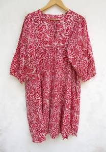 Haute qualité dames col en V Maxi robe de nuit nouvelle Collection coton tout imprimé point imprimé multicolore-taille 6XL plage Occasion - Product Image 4