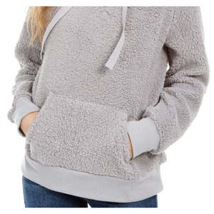 Felpa con cappuccio in sherpa grigia da donna Hippie Rose Juniors, taglia grande - Product Image 3