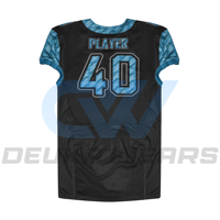 Maillot de football américain personnalisé sublimé en gros, 12 panneaux, respirant, séchage rapide, maille épaisse, coupe de match, sergé pour le tackle