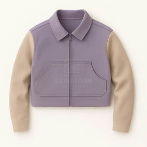 Veste polaire personnalisée 300GSM | Veste décontractée pour femme avec manches beiges | Logo personnalisé OEM ODM disponible - Product Image 5