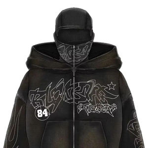 Sudadera con Capucha Balaclava de Invierno para Hombre, Logotipo Personalizado Bordado, Capucha Doble, Doble Capa, Sudadera con Cremallera Completa, Talla Grande, Impresión Digital - Product Image 5