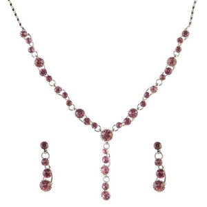 Urthn Pink Austrian Stone Rhodium-Plated Necklace <b>Set</b> 1102844 Fashionable Jewelry <b>for</b> <b>Women</b> - Product Image 1