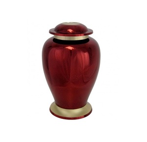 Handcrafted Brass Cremation Urn for Adults Red Color Finished Metal Funeral <b>Ashes</b> <b>Keepsake</b> for <b>Pet</b> Memorial Services - Product Image 1