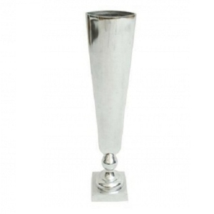 Elegante jarrón de metal plateado en estilo indio clásico con diseño moderno, decoración perfecta para el hogar, bodas, exhibición floral atemporal - Product Image 1