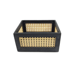 Wholesale Black Finished Rectangle <b>Wooden</b> Storage <b>Basket</b> Tabletop Kitchenware Multi-Purpose <b>Laundry</b> <b>Basket</b> Bulk - Product Image 5
