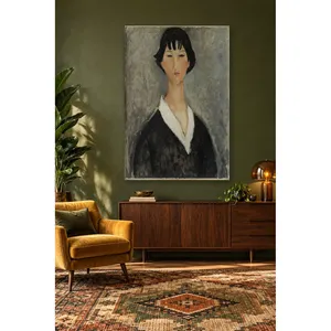 Fida Modigliani Jeune fille aux cheveux noirs, impression sur toile - Product Image 2