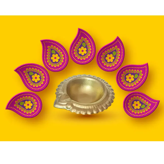 매력적인 골드 금속 Diya 오일 램프 Diya 램프 도매 인도 Puja 눈 유치 디자인 Dia - 7cm 디 왈리 홈 선물