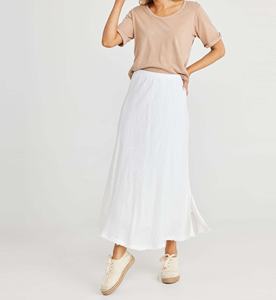 Falda para Mujer Relax Mood, Nuevo Estilo, Silueta Fluida, Cintura Elástica, Abertura Lateral, 100% Lino, Diseño en Línea A - Product Image 6