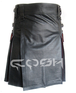 กระโปรงสั้นไฮบริดแฟชั่นแบบกอธิคของผู้ชายขายดีหนังสีดำแดงแบบปรับแต่งได้ - Product Image 6