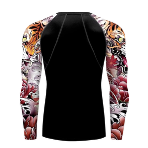 Custom 87% Polyester 13% Elastane Mock Neck 4-way Stretch Dual-layer Fabric Fast-drying Compression Shirts Rash Guard MMA - Product Image 2