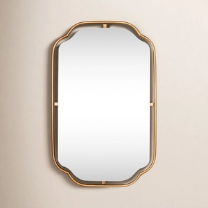 Espejo Colgante Vertical Dorado, Espejo Flotante de Vidrio con Forma Geométrica, Estilo Art Deco, Iluminado, Marco Metálico Ecológico, para Bodas y Sala de Estar - Product Image 2