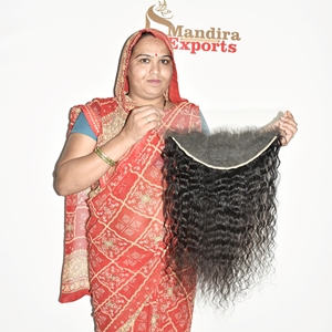 ผมต่อแบบหยักศกด้านหน้ายาว13*6 HD ผมธรรมชาติแท้สีดำ100% - Product Image 3