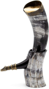 Cuerno de bebida medieval vikingo natural hecho a mano 100%, estilo religioso, cerveza económica, cuerno para beber por artesanía de media luna - Product Image 3