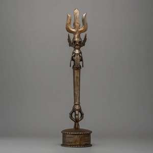 Handmade Golden Brass Holy Shiva Trishul With Handle Sculptures Figurine <b>Statue</b> Statement Pieces Decor Gift Items - Product Image 1