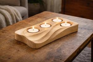 Portavelas de Madera de Diseño Moderno en Oferta, para Velas de Té, Decoración de Oficina y Regalos Corporativos Disponibles para la Venta - Product Image 5