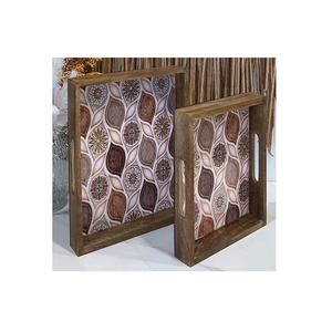 Plateau à collations forme ronde en bois et nacre plateau de service au chocolat à des prix raisonnables - Product Image 6