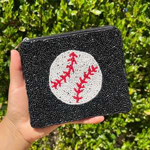 Monedero de Viaje Rectangular Hecho a Mano con Cuentas de Colores, Diseño de Béisbol, Tamaño Personalizado, Moderno y Unisex - Product Image 4