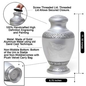 Urne de crémation classique pour adultes Style américain laiton noir doré gravé mémorial conteneur de cendres 10 "hommes femmes cercueil funéraire humain - Product Image 3