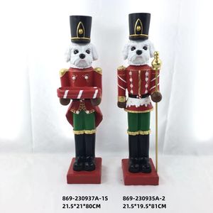 Sculpture de Noël Festive de <span class=keywords><strong>Casse</strong></span>-Noisette Soldat Grand Chien Rouge Vintage en Polyrésine de 81 cm - Product Image 3
