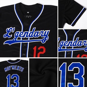 Maillot de baseball authentique personnalisé noir Royal-rouge - Product Image 6