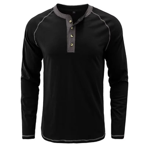 New <b>Men's</b> Henley Collar Short Sleeve T-<b>Shirt</b> 100% Cotton Solid Color Regular Fit High Street Style <b>Casual</b> Daily Wear <b>White</b> Black - Product Image 3