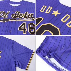 Maillot de baseball authentique personnalisé violet noir-or à fines rayures - Product Image 6