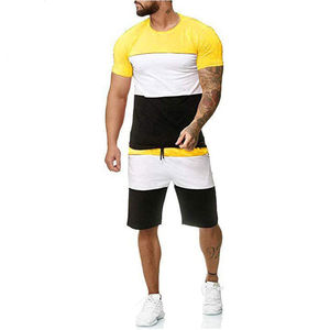 Vêtements de sport décontractés ensembles de shorts pour hommes 100% coton mode survêtement et t-shirt High Street Style imprimé grande taille pour l'été - Product Image 1