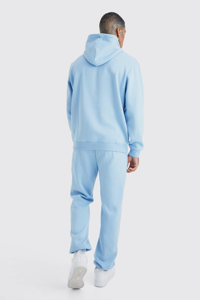 Gran oferta, chándal de lana de invierno sólido de 2 piezas de peso pesado para hombre, Top con capucha y pantalones, transpirable, ecológico - Product Image 2