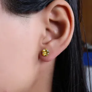 Boucles d'oreilles pendantes en or 18 carats plaqué or avec quartz et diamants, avec citrine, bijoux en argent 925 pour femmes - Product Image 2